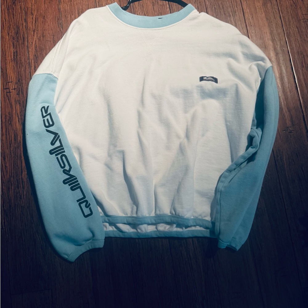 Quiksilver Womens White and Blue Sweater